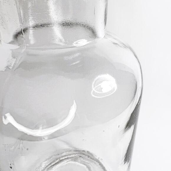 Vintage Pressed Clear Glass Wide Neck Rolled Rim Chunky Bottle Vase (EUC) - Picture 7 of 8